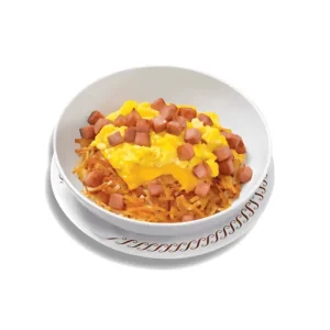 Ham egg cheese hashbrown bowl