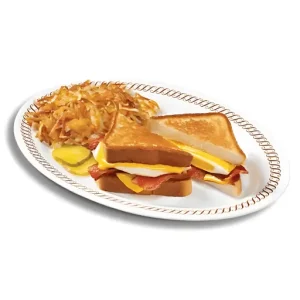 Waffle house Texas bacon patty melt with hashbrowns